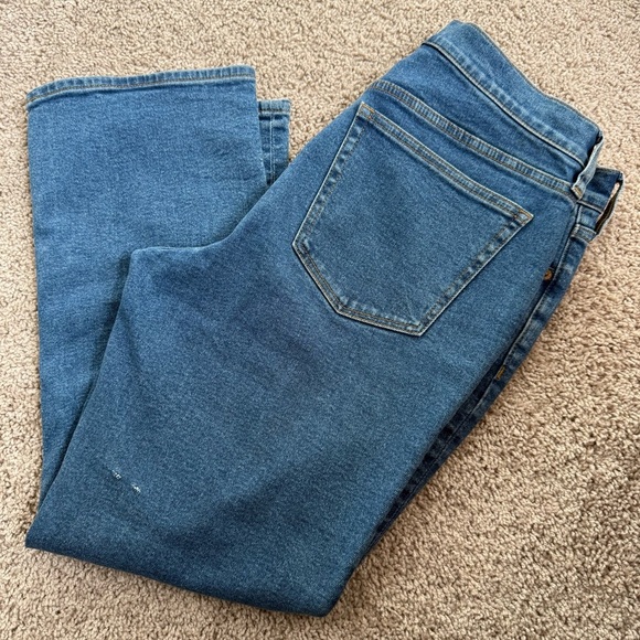 J. Crew Mid Rise Flare Crop Button Up Women's Blue Denim Jeans Size 28 - Picture 4 of 5
